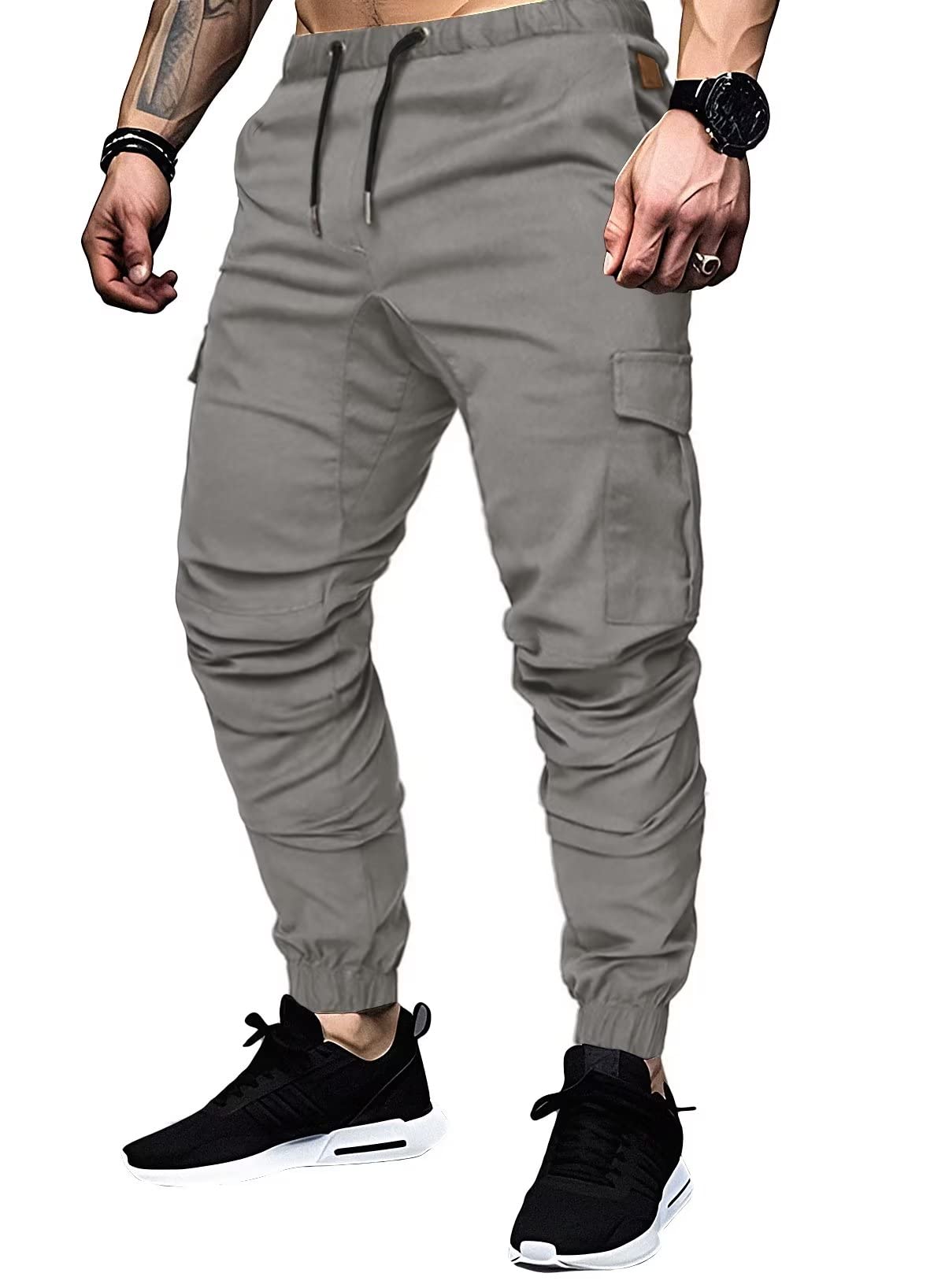 Elegancity Cargohose Herren Chino Hose mit 6 Taschen Cargo Hose Stretch Jogginghose für Männer mit Bundgummi Elastische Hosen S-3XL