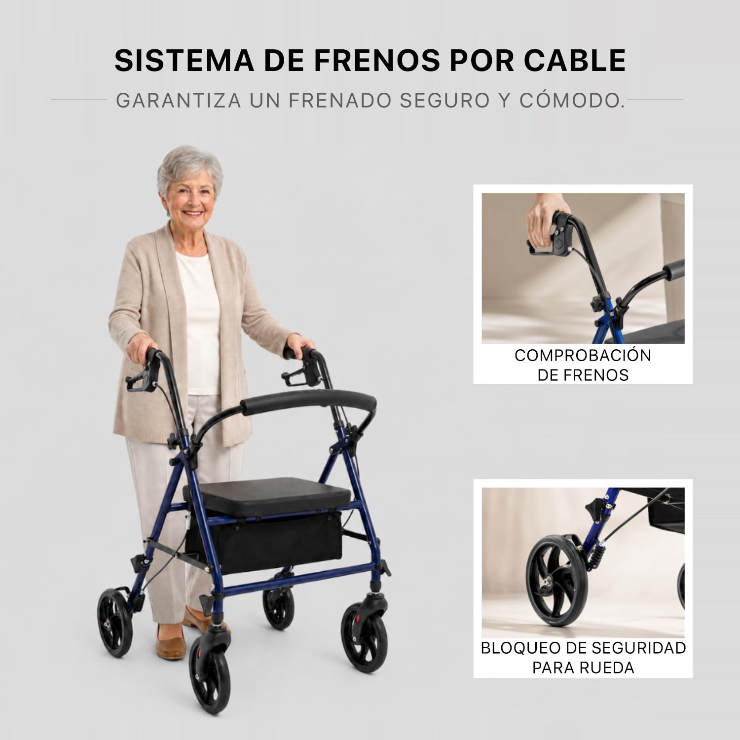 VED Andador para Ancianos con Asiento y Frenos, Andadores Adultos Plegables de 4 Ruedas, Andadores para Ancianos Estrechos para Casa, Regalo Ideal para Personas de 90 Años