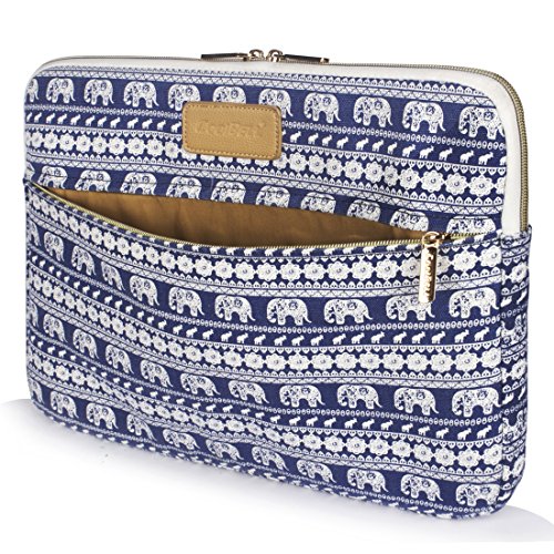 CoolBELL 13.3 Inch Laptop Sleeve Case Cover With Elephant Pattern Ultrabook Sleeve Macbook Canvas Bag For Ultrabook/Tablet/Macbook Pro/Macbook Air/iPad Pro/Surfase/Women/Men (Blue)