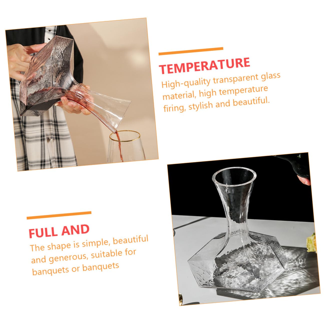 Cabilock Decanter Per Vino in Vetro Creativo a Bocca Inclinata, Contenitore Geometrico Trasparente Lucido e Stabile, Per Ristoranti, Bar e Uso Domestico