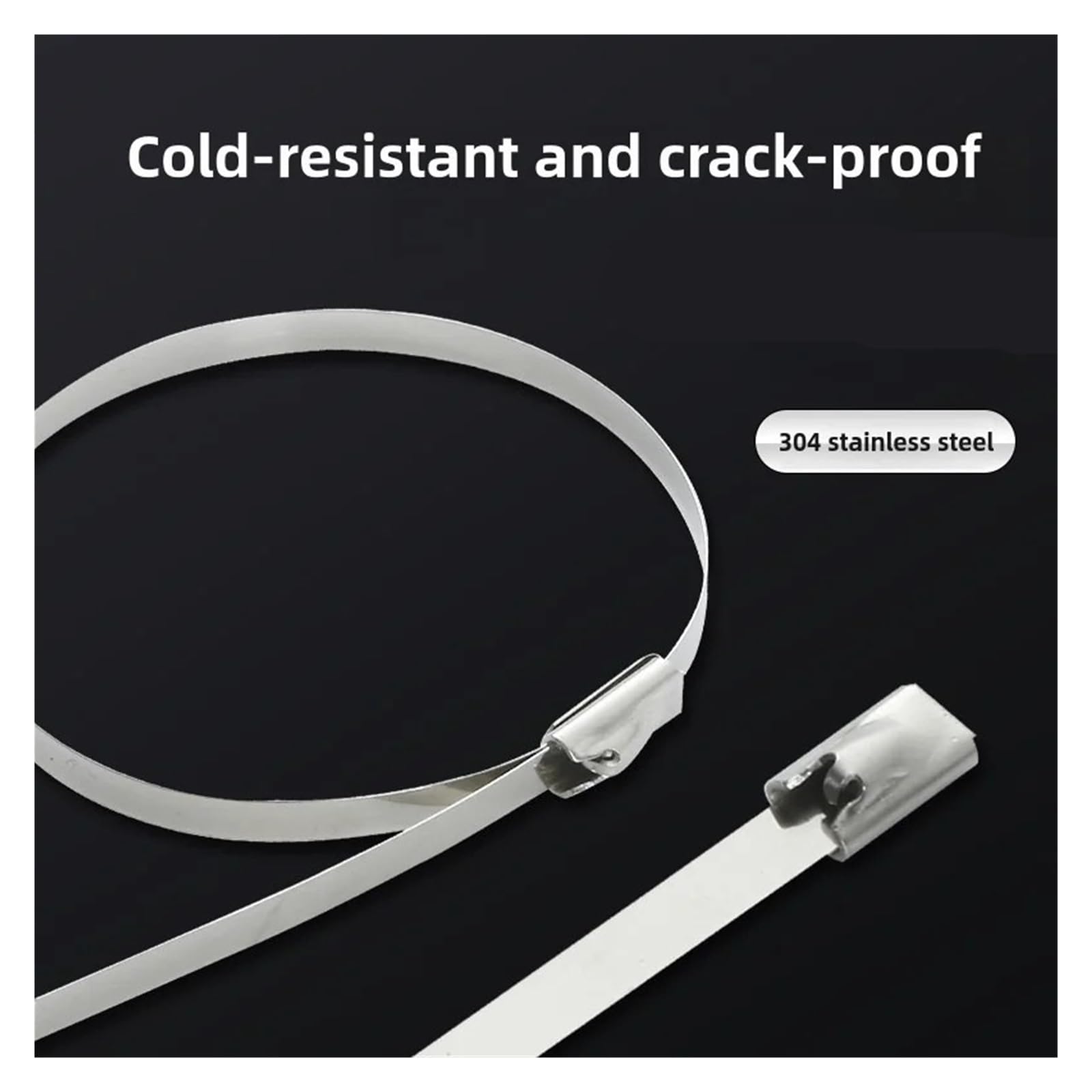 10-100PCS Fascette for cavi in ​​acciaio inossidabile autobloccanti Fascette for cavi riutilizzabili in metallo resistenti a prova di calore for cablaggio del tubo di scarico(100PCS,4.6x350mm)