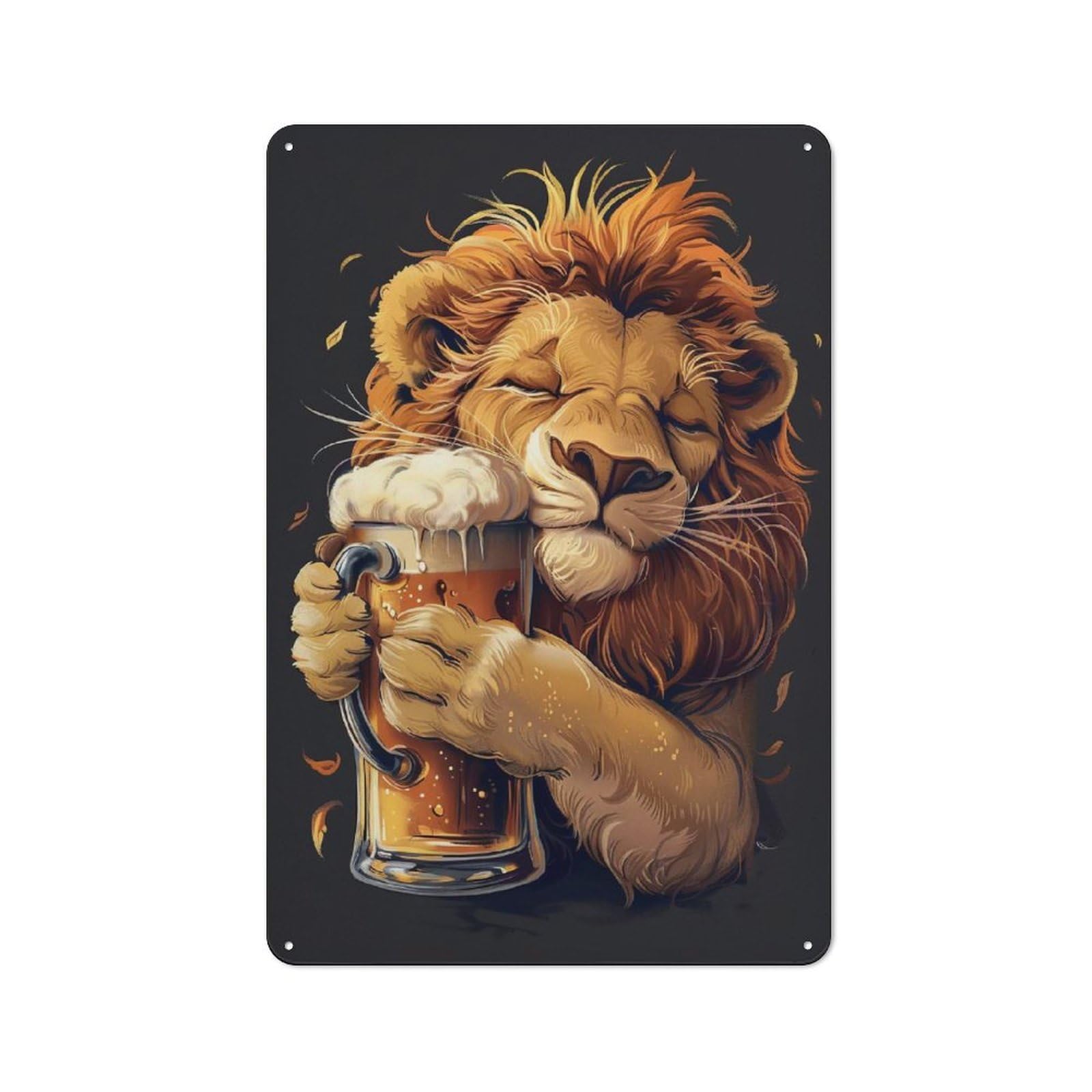 Lion Beer Retro-style Tin Sign 30x20cm for Home Bar Wall, with Clear Retro Wall Decor Character