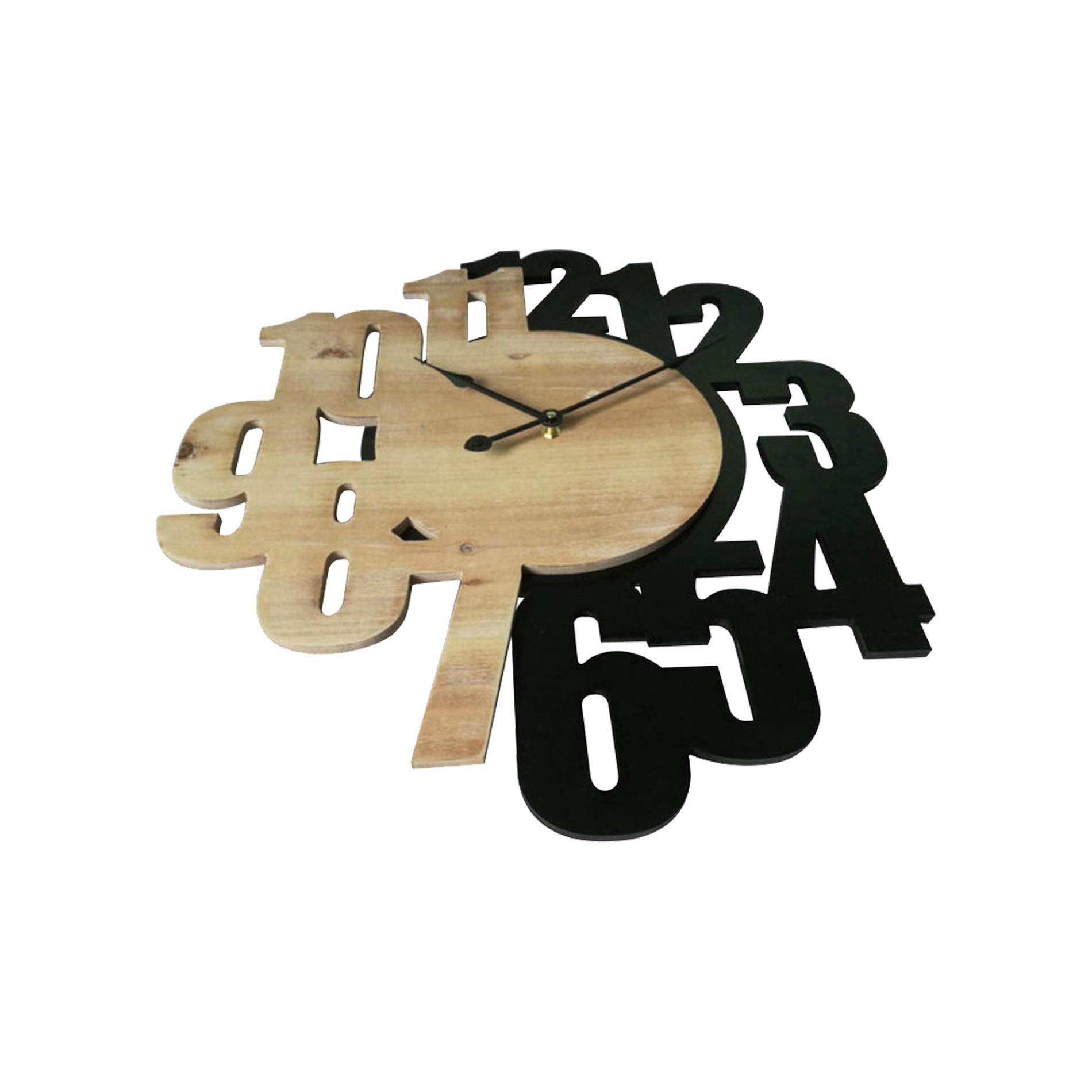 Rebecca Mobili Reloj Moderno, Relojes De Pared, MDF, Negro Marrón, Números Grandes, para Cocina - Medidas: 56,5 x 50 x 4,5 cm (A x AN x FON) - Art. RE6568