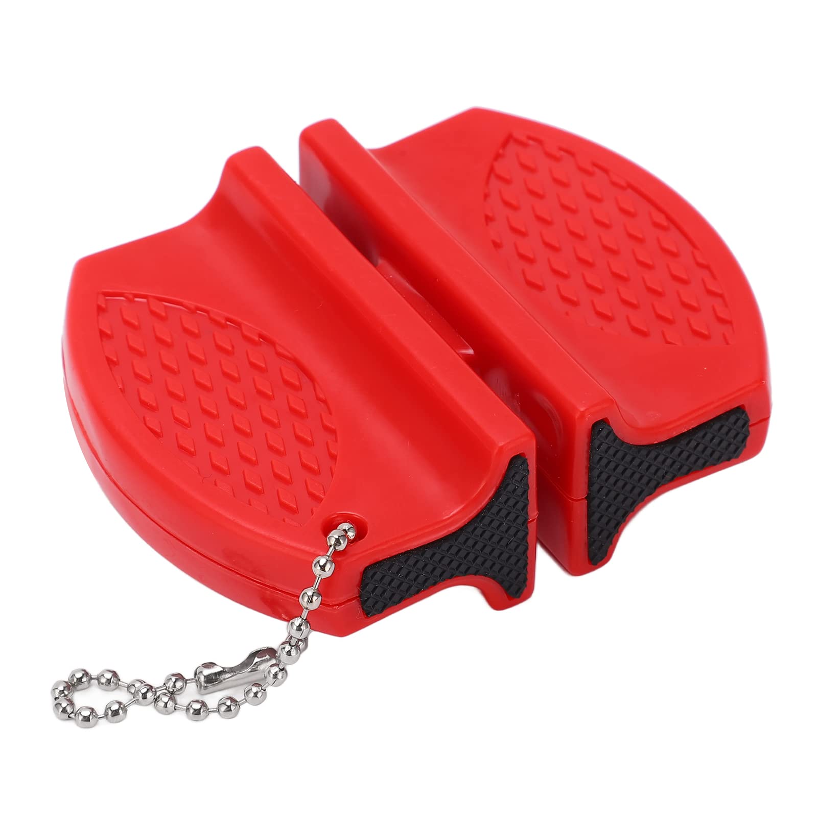 Mini Knife Sharpener, Multifunctional Double Sided Pocket Knife Sharpener Non slip Base Mini Knife Sharpener for Outdoors Hiking Camping (Red)