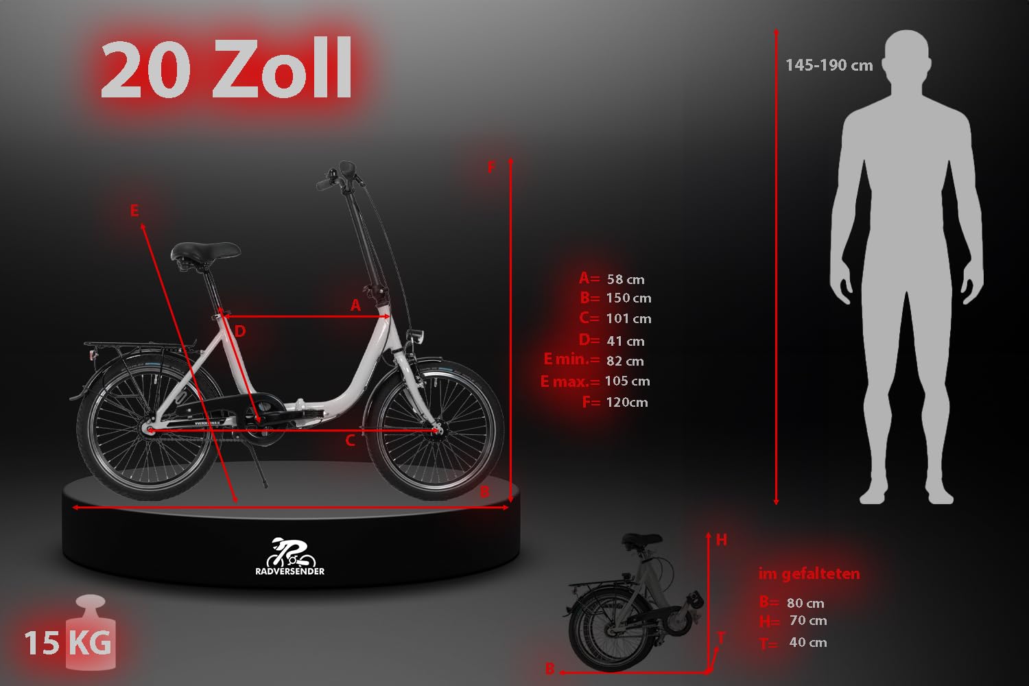 Generisch 20 Zoll Faltrad – Leichtes Alu-Klapprad mit Nabenschaltung, Nabendynamo, LED-Licht & Gepäckträger (7 Gang Grün) Sport & Freizeit