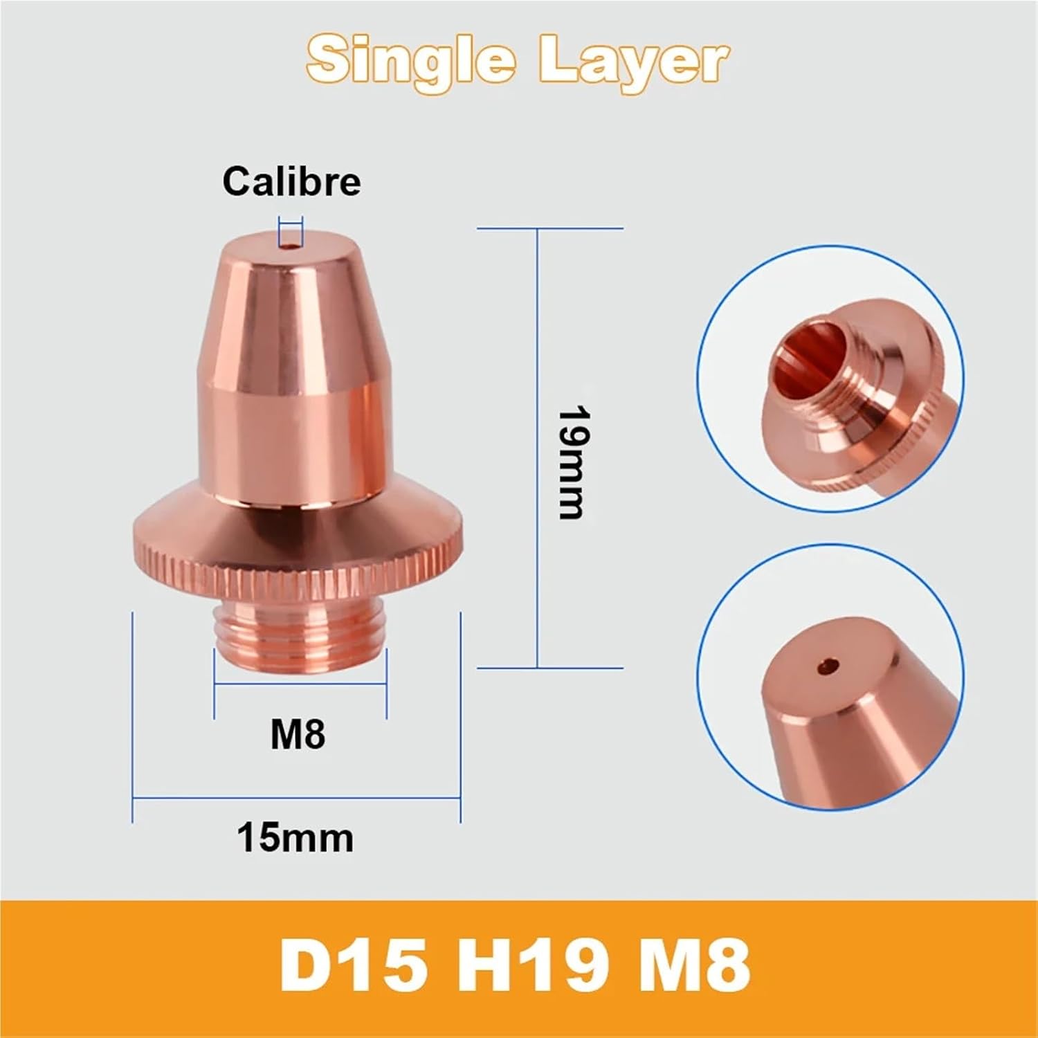 3D Laser Nozzles D15 M8 H19 For High Speed Cutting Machine FSN08 1Pcs