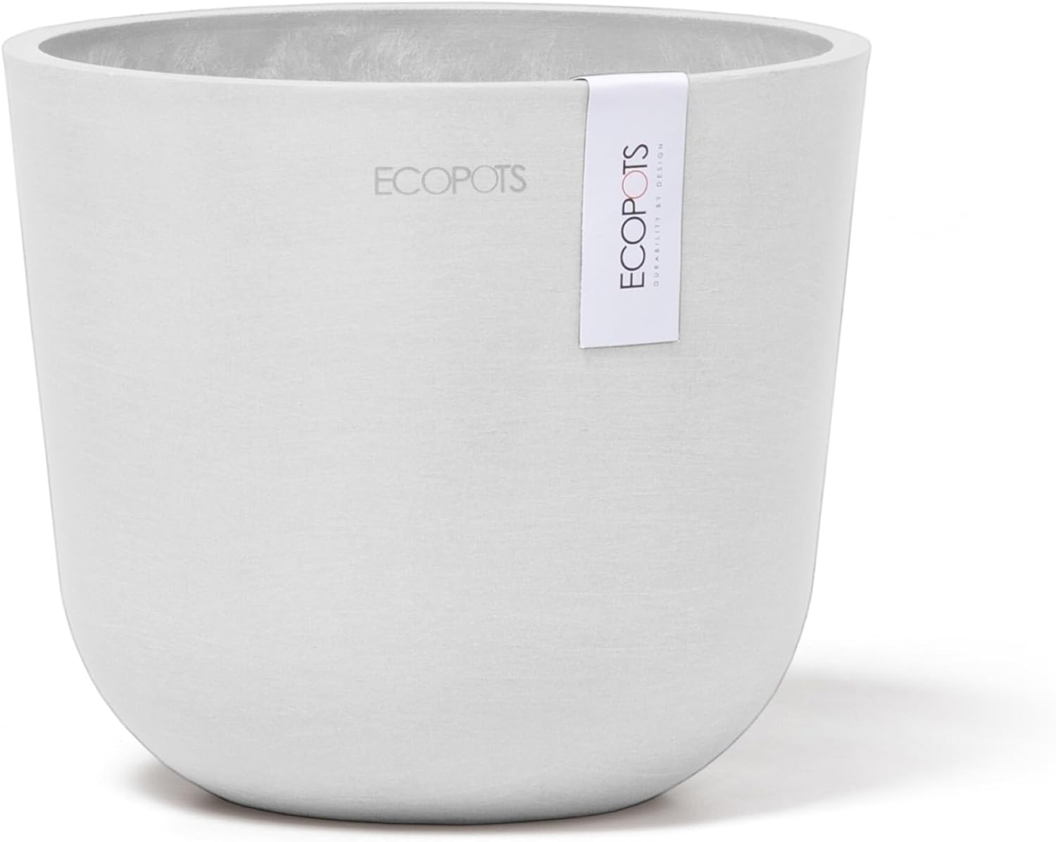 Ecopots Oslo Mini Durable Modern Round Indoor/Outdoor Recycled-Based Composite Flower Pot Planter, Pure White, 6"