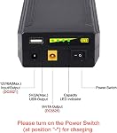 Talentcell 12/9/5V Lithium ion Battery Pack, 122Wh Rechargeable 12V/11000mAh 9V/14500mAh 5V/26400mAh DC Output Portable Li-ion Power Bank for LED Strip and CCTV Camera, with AC/DC Charger, Black