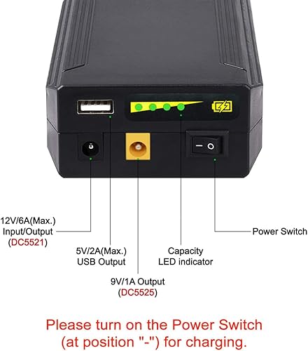Miniatura 2 de Talentcell Paquete de batería de iones de litio de 12 V, 11.1V9000mAh 99.9Wh, cargador de batería portátil, DC 129V y 5V USB de salida múltiple para