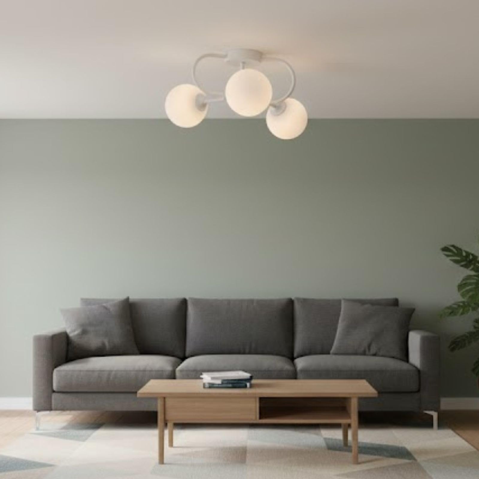 NOUVO Modern 3 White Ceiling Light with Mild Steel Frame, Adjustable Multi-Directional Spotlights, 240V Contemporary Round Flush Mount for Living Room, Bedroom, Kitchen, Hallway, Porch