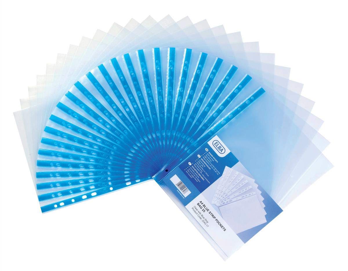 Elba 202308 Lot de 100 pochettes transparentes perforées 75 microns Format A4