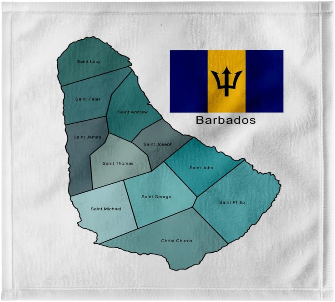 3dRose Flag and map of Barbados with map Colored and All Administrative divisions Labeled 22x30 Bath Hand Pool Towel