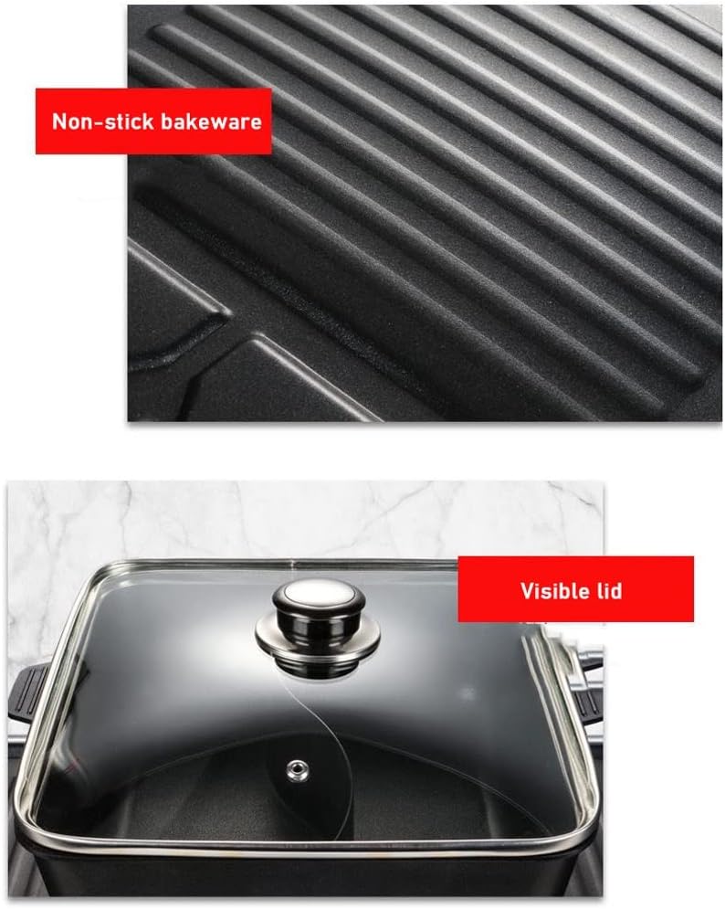 hot Pot Multifunctional Electric Oven Household Skewers Machine Smokeless Barbecue Grill Grill Shabu Hot Pot stockpots (Color : Black)