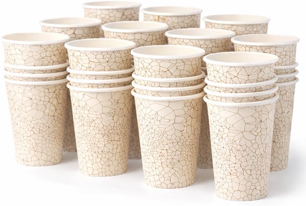 12oz Paper Coffee Cups, 1000-Count Bulk, Commercial Grade for Coffee Shops, Restaurants & Cafes, Leak Resistant, cold (1000, stock pattern, 12OZ)