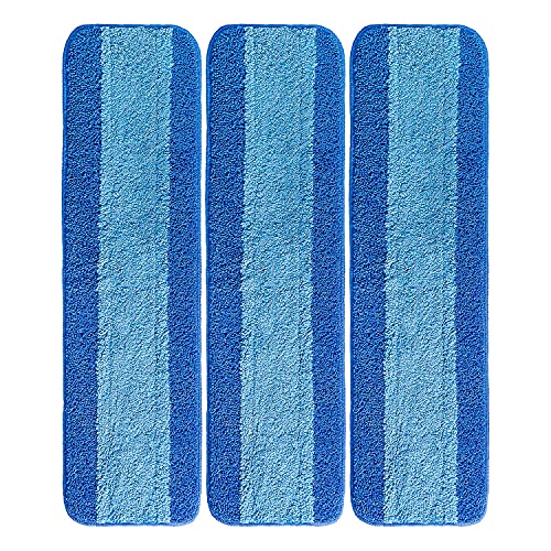 Intrbleu Microfiber Cleaning Pads Compatible with Bona Mop Pad, Reusable Microfiber Mop Pads Fit for Bona Mop Replacement Pads,18 Inch Washable Refills (3 Pack)