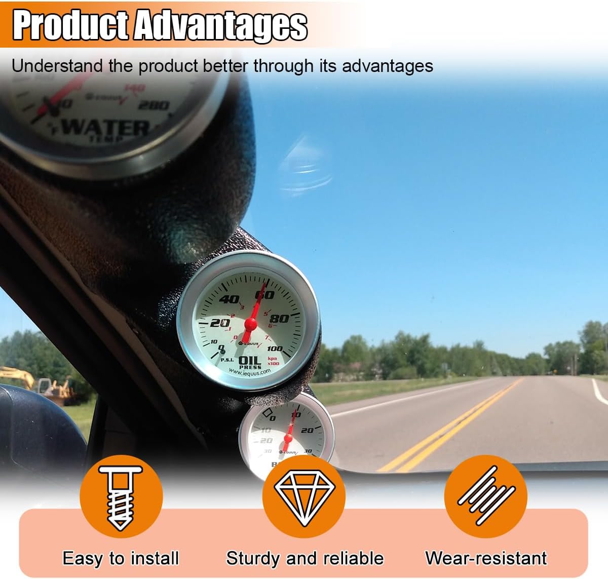 Black Triple Pillar Gauge Pod Holder, Plastic 3 Hole 52mm Automotive Digital Gauge Bracket, Universal A-Pillar Gauges Mount Accessories for Most Vehicles