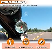 Vista 3 de Soporte negro triple para manómetro en pilar, soporte de plástico de 3 orificios de 52 mm para manómetros digitales automotrices, accesorios