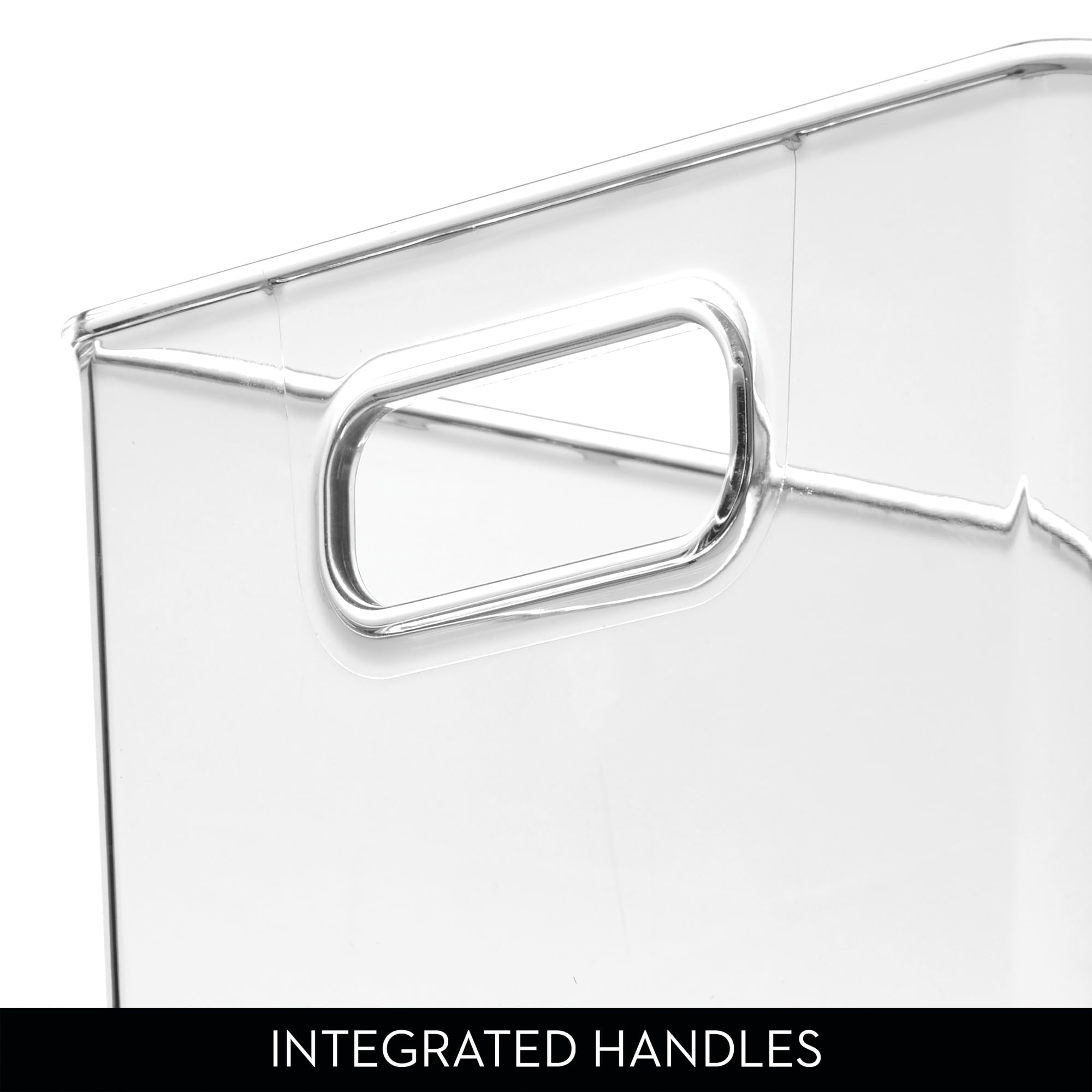 InterDesign iDesign - Contenitori portaoggetti con manici, per cucina, dispensa, bagno o casa, ufficio, set da 4, trasparenti