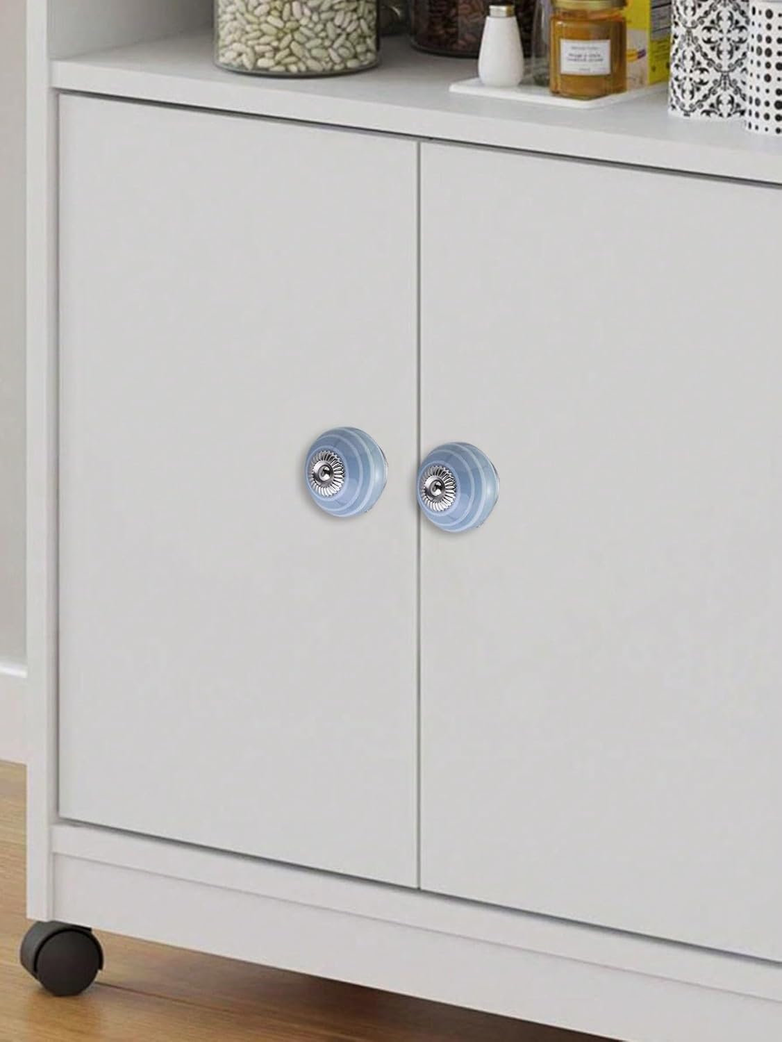 1PCS Nordic Simplicity Ceramic Handles Drawer Knobs Cupboard Door Handles Single Hole Cute Top Cabinet Pulls Knob for Furniture (Blue)