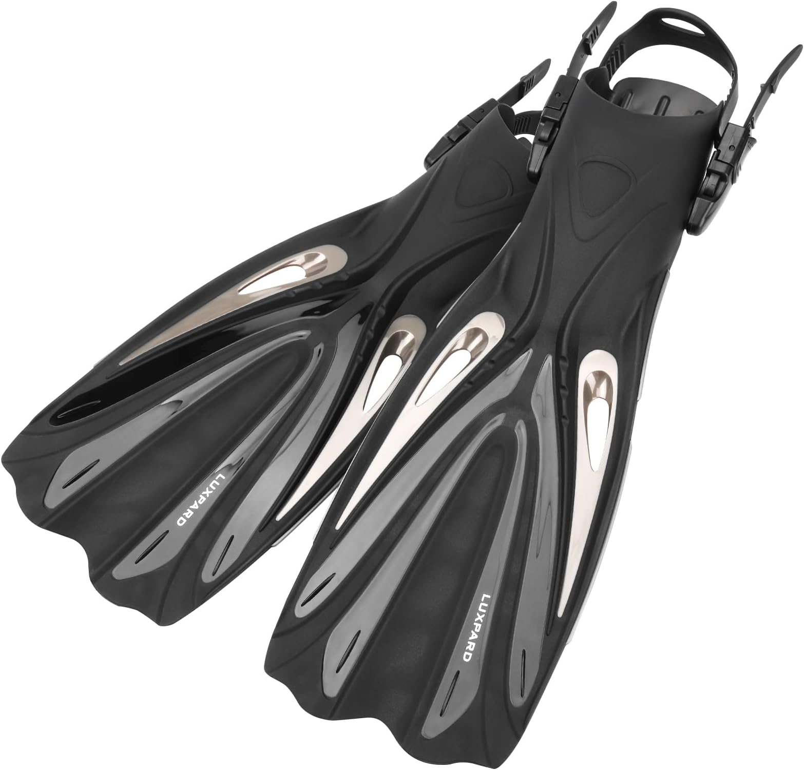 Diving Fins, Powerful Efficient Open Heel Scuba Diving Fins, Flippers for Snorkeling and Freediving with Adjustable Buckles
