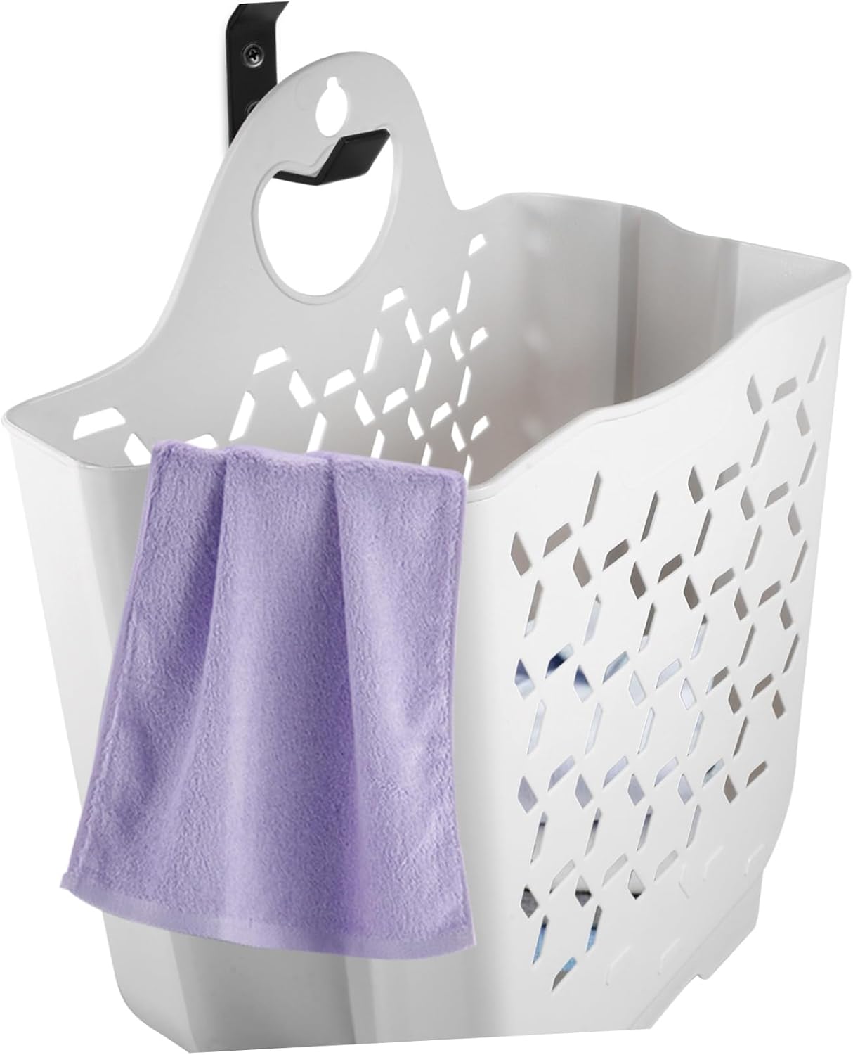 Luxshiny Wall Mount Collapsible Laundry Basket with Handles Medium White Storage Hamper for Bathroom Capacity Basket for Clothes and Space Saving Organizer for Home and Family Use