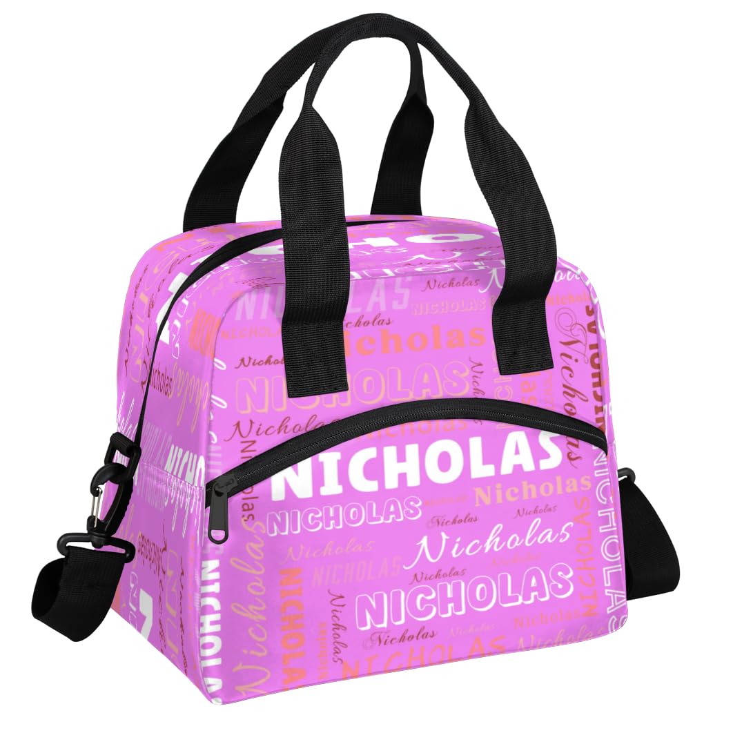 KOBLEN Custom Insulated Lunch Bag for Women Men Personalized Reusable Lunch Box with Name Cooler Tote Shoulder Bag Lunch Container for Adult Office