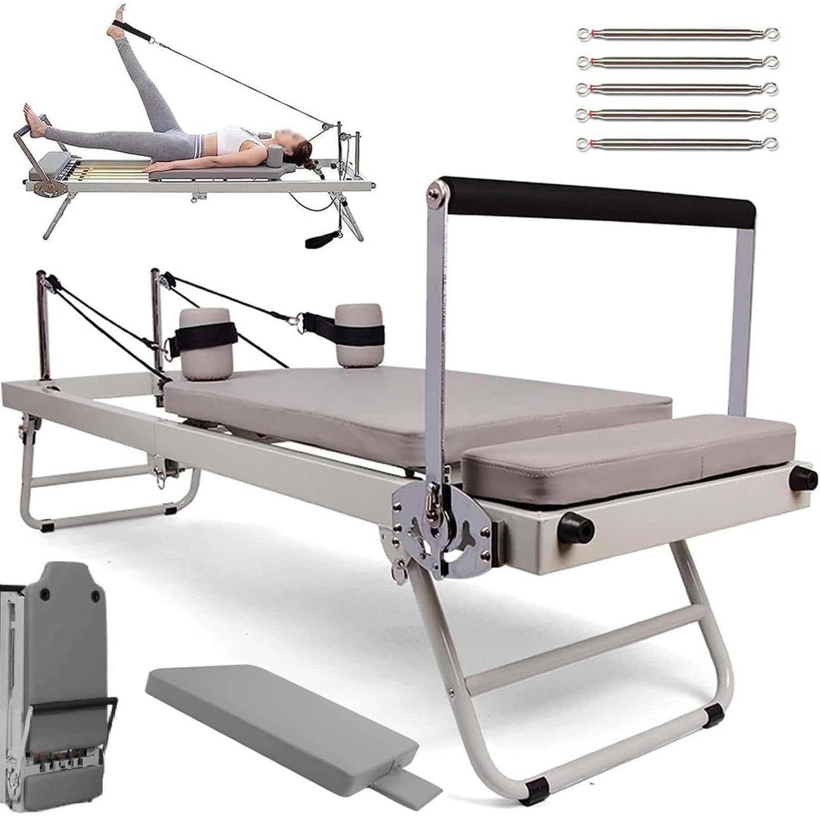 XZLZMYPPilates Reformer Machine Foldable Pilates Equipment Multifunction Portable Adjustable Reformer Pilates Reformer for Strength Training Exercise for Home Gym Workout