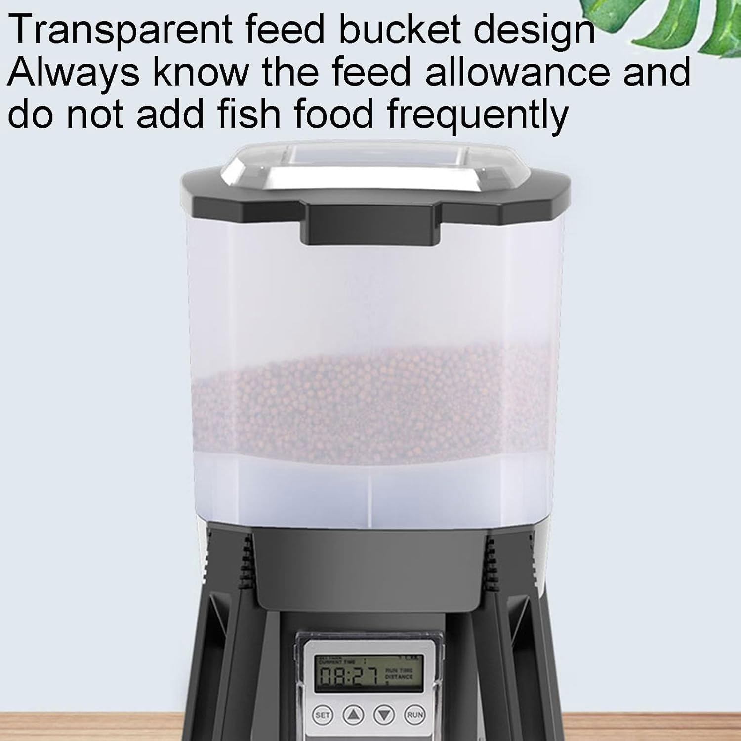 Distributore automatico di mangime per pesci, 6 l, con funzione di alimentazione a 120°, display LCD, distanza di alimentazione regolabile e prese multiple per acquari e uso esterno