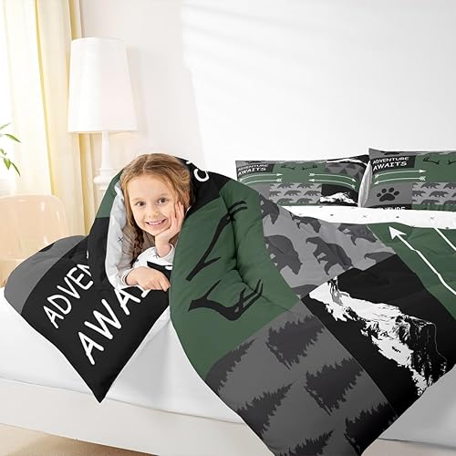 Miniatura 7 de Juego de edredón con estampado de oso para niñas y niños, edredón decorativo de animales de oso de dibujos animados, juego de ropa de cama