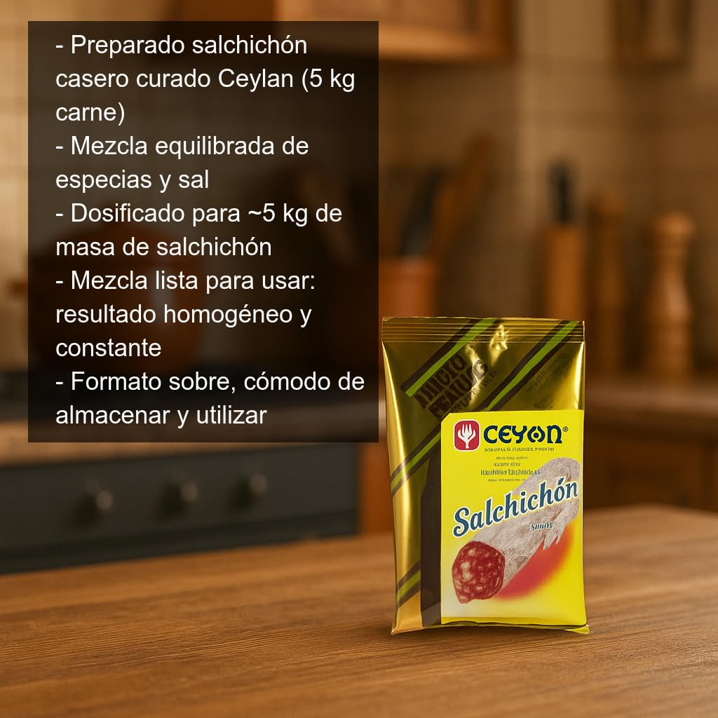 Mezcla de especias y sal para salchichón casero curado 2 sobres 5 kg carne