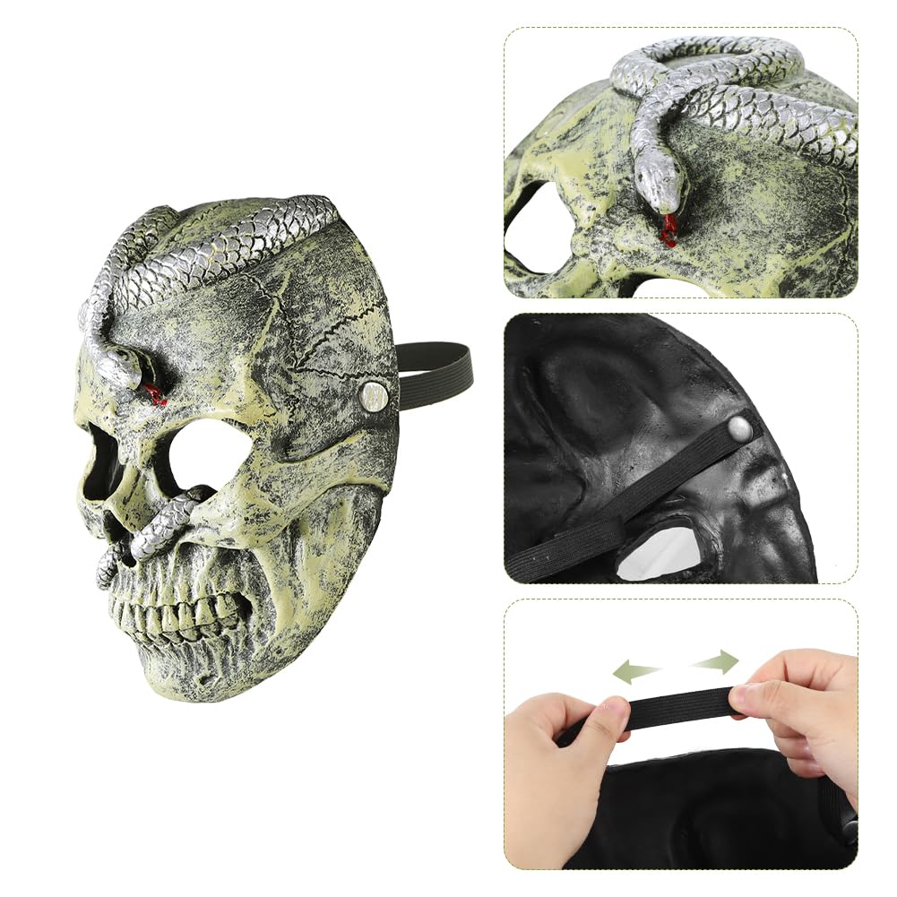 LONTG Scary Skull Mask with Snake 3D Skeleton Terror Demon Mask Horror Realistic Fancy Dress Headwear Accessories for Adults Halloween Party Easter Carnival Cosplay Costume Props - Image 2