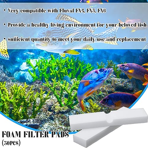 Image of Ziliny Aquarium Foam Filter Pads Compatible with Fluval Fx4, Fx5, Fx6 Cartridge Filters 30ppi Replacement White Pads(1 Pack)