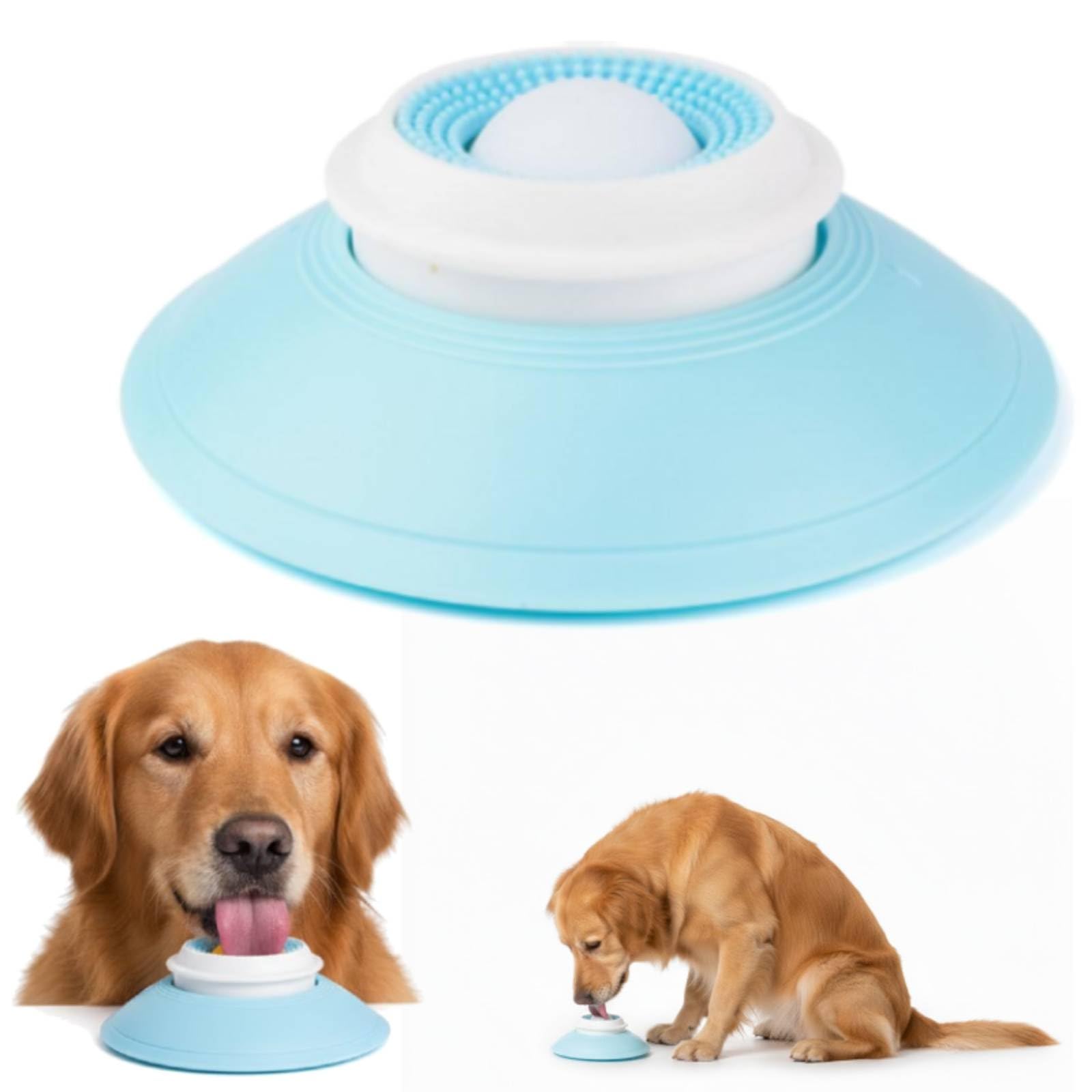 Dog Cat Licks Toys for Liquid Food, Liquid Food Slow Feeder Lick Mats, Dog Licks Roll Ball, Non-Slip Licking Bowl Enrichment Tool for Dogs Calming & Anxiety Relief (white)