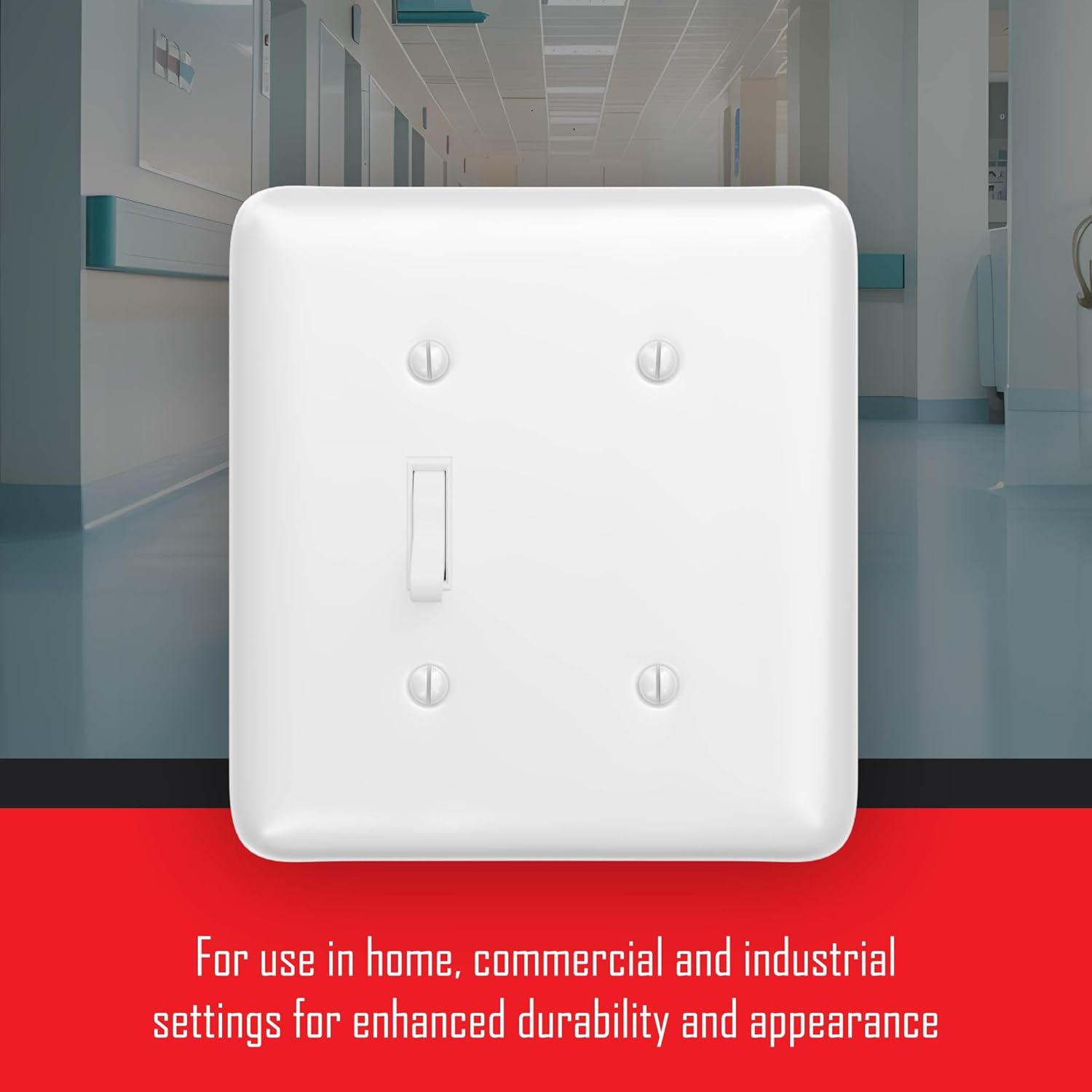 TayMac WRW-TB 2-Gang White Smooth Metal Maxi Toggle/Blank Wall Plate WRW-TB, Outlet Cover Wall Plate with Screws, Light Switch Cover Plate for 2 Devices