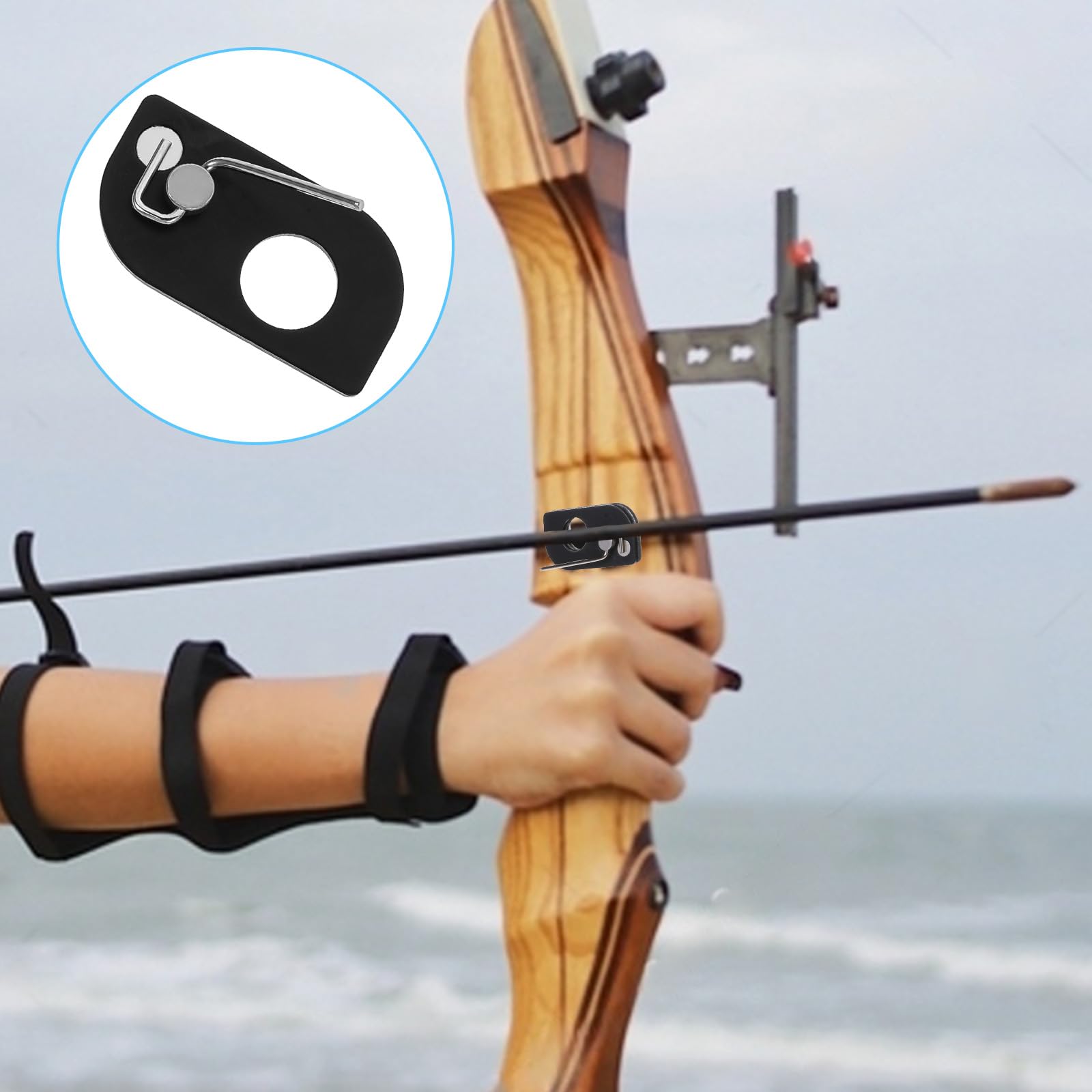 Styquenzer Lot de 4 repose-flèches magnétiques pour arc recourbé, support de flèche pour tir à l'arc recourbé - Repose-flèches arrière adhésif - Accessoire de tir à la chasse - Pour droitier