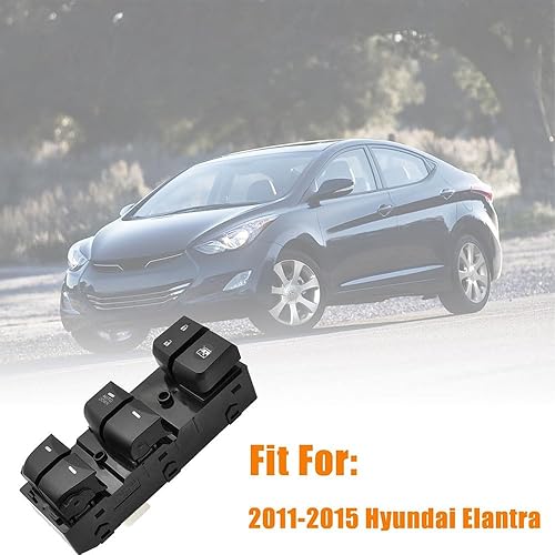 Miniatura 2 de TINJO Interruptor de control de elevalunas eléctrico para Hyundai Elantra 2011-2015, reemplaza OEM 93570-3X000, botón de control principal de la
