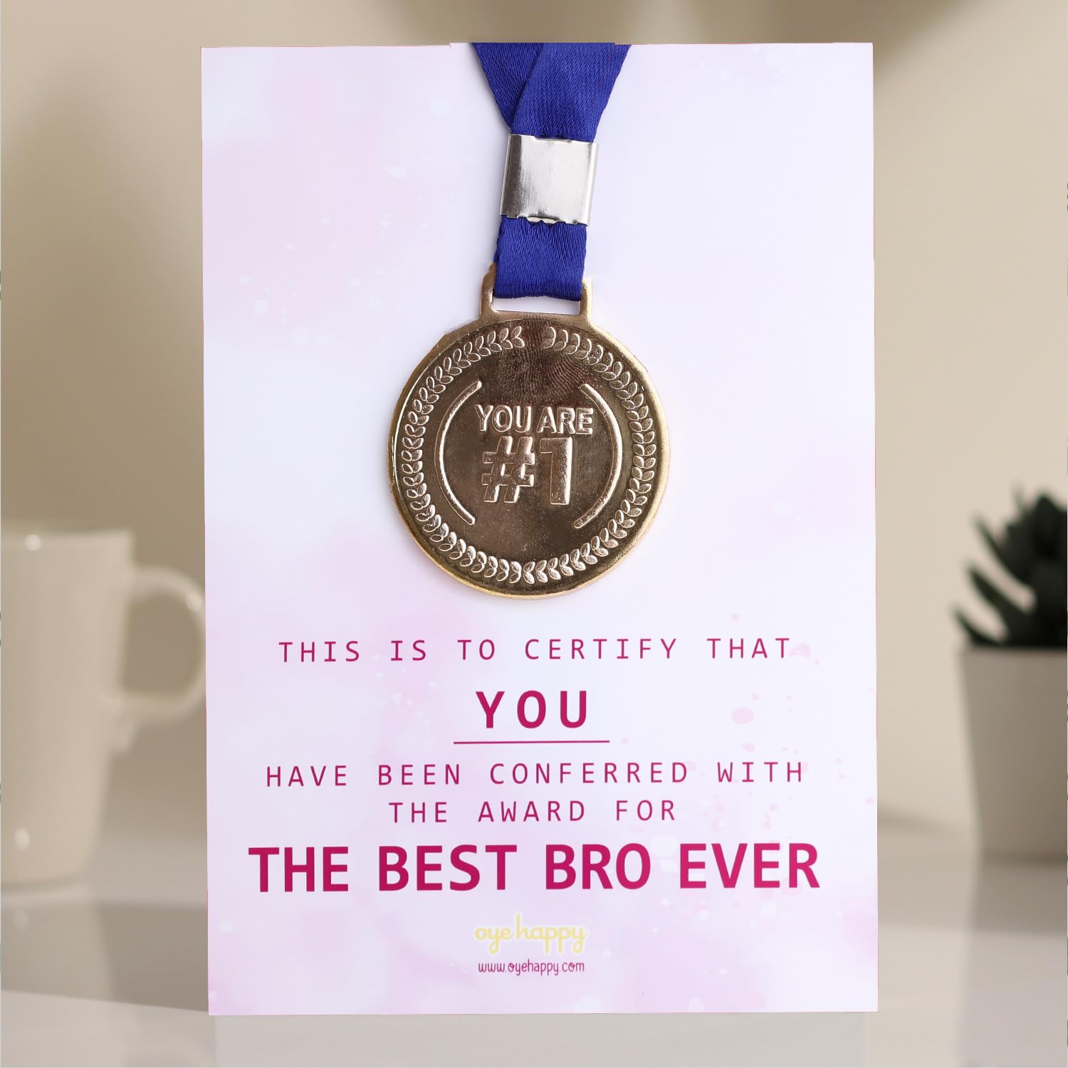 Oye Happy Best Brother Medal Card – Best Bhai Dooj Greeting Card for Bro | Gift for Brother, Bhai, Bhaiya 2