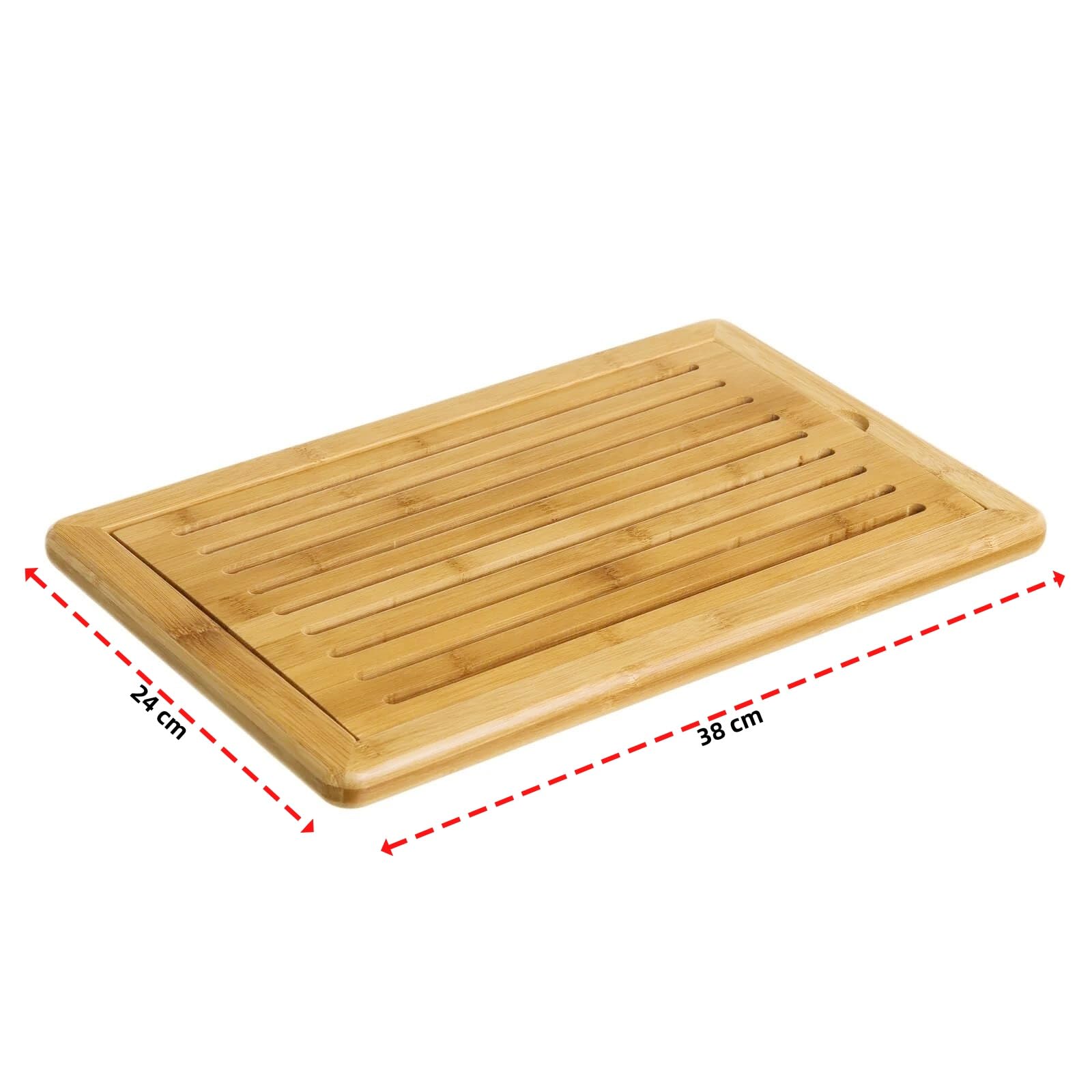 Tagliere per pane in bambù per cucina con vassoio raccogli briciole, robusto e resistente, 9 canali orizzontali 38 x 24 x 2 cm