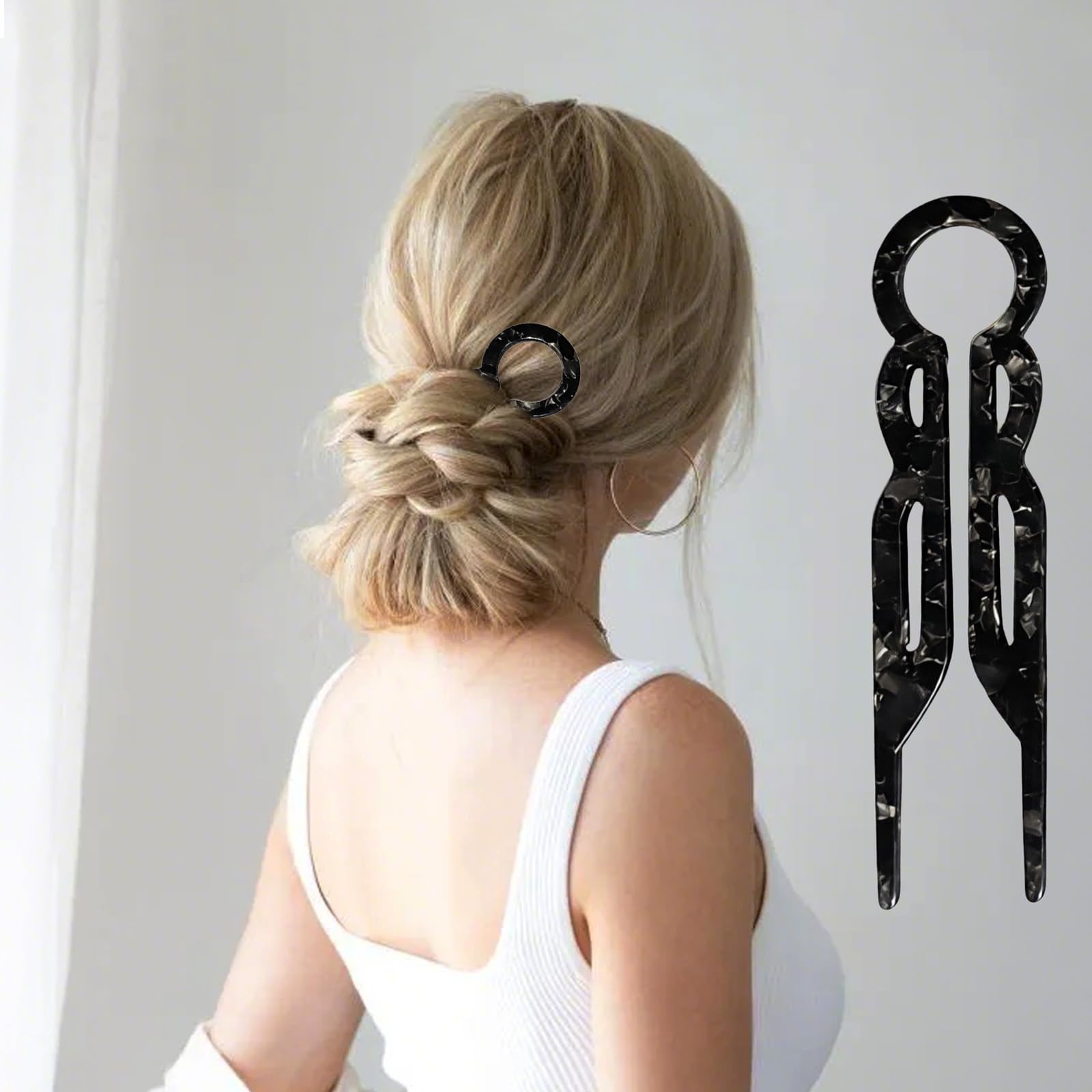 3 Pcs Prestige French Hair Pins, U Shaped Acetate Hair Fork Clips for Women - Image 4