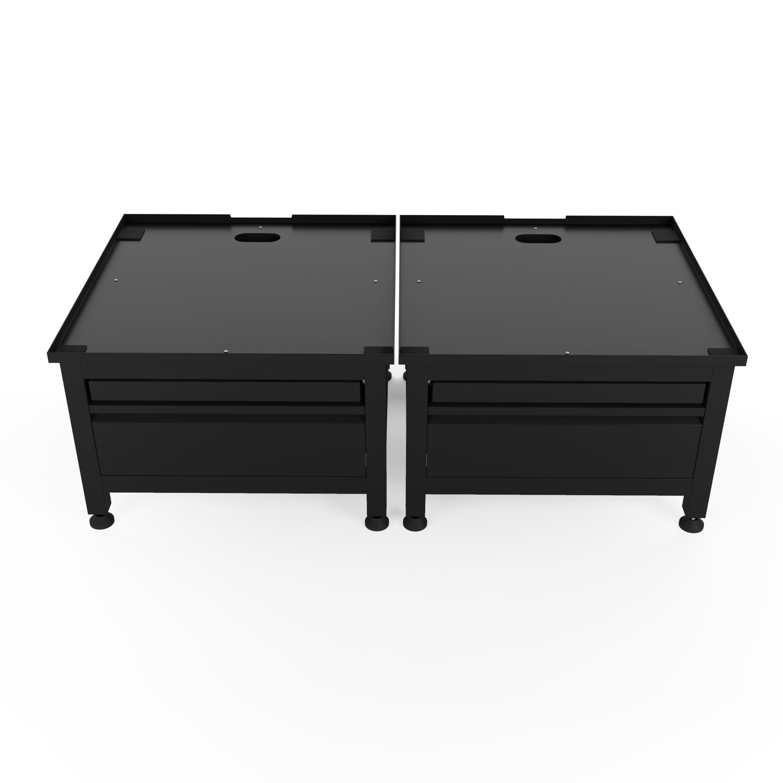 Waschmaschinen Untergestell Doppel mit Schublade und Ablage - Waschmaschinenunterschrank - Waschmaschinen Podest - Schwarz - Universell - 65 * 60,5 (LxB) - Inklusive Wandbefestigungen