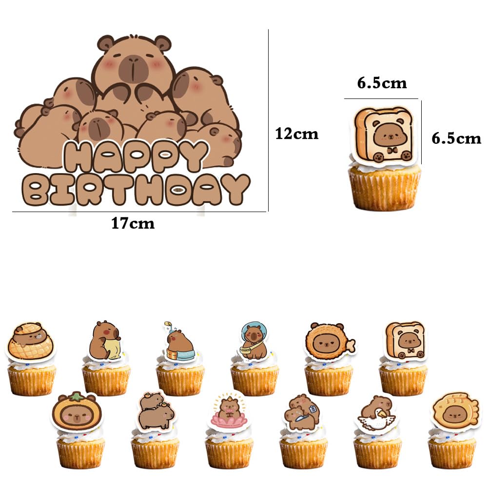 21-teiliges Capybara Geburtstags-Deko Set - Cartoon-Tier-Figuren Für Kuchen & Party