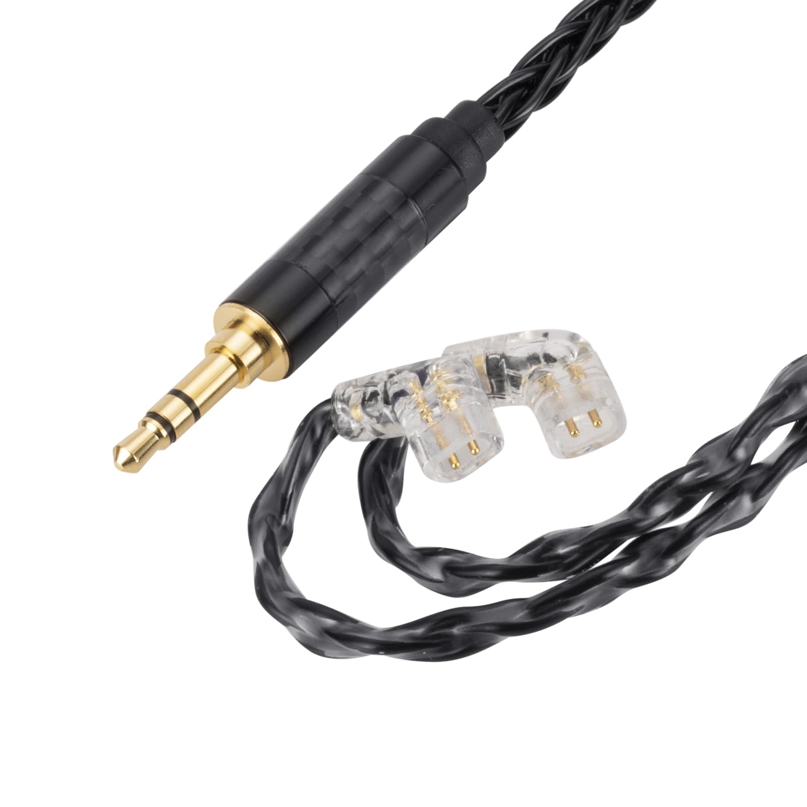 Alphatec 3,5 mm auf QDC (versenkt 2Pin) IEM-Kabel, 8-adriges OCC versilbertes HiFi-Ohrhörerkabel, ultraweiches Kopfhörerkabel, In-Ear-Monitorkabel, 1,3 m schwarz