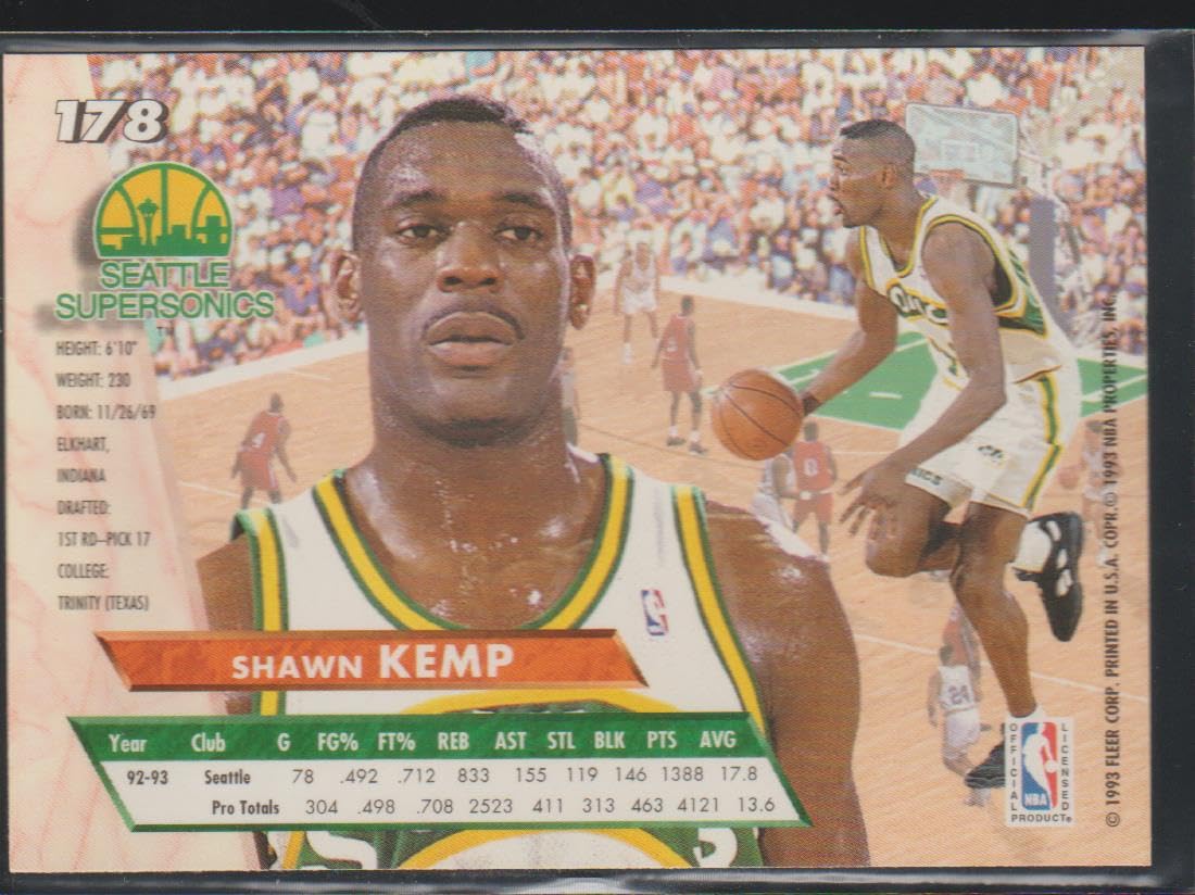 Amazon.com: 1993-94 Fleer Ultra Shawn Kemp Sonics Basketball Card
