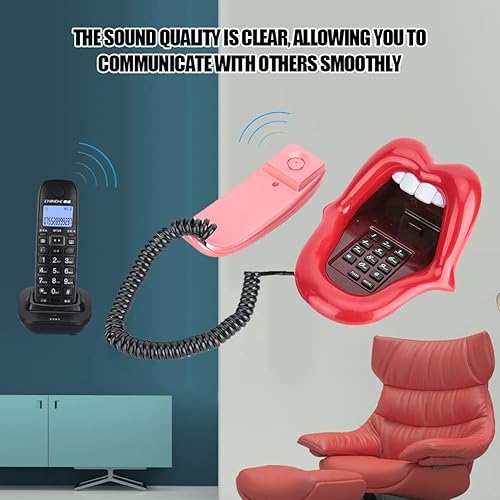 Miniatura 5 de Teléfono retro de boca roja, lengua roja con cable fijo, teléfono fijo sexy con boca, teléfono fijo con cable, novedad con cable, teléfono de labios