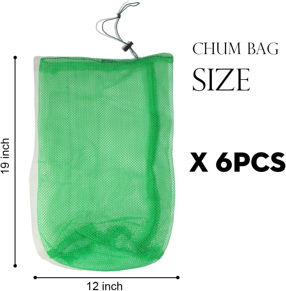 6 Pieces Chum Bag Wider & Larger 19.68X11.81 inch Easy Clean & Reuse – Chum Bags For Saltwater Fishing Chum Bag with Drawstring