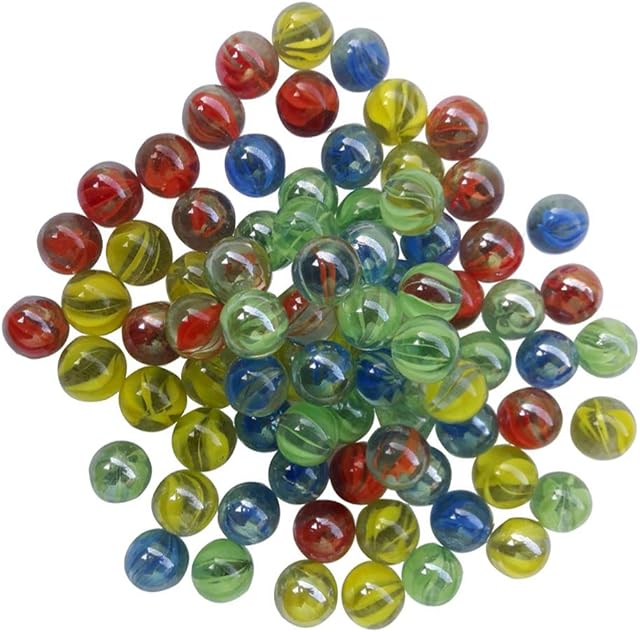 Neez Marbles for kids, made of Glass material traditional toys, Solitaire Puzzles Board Games Marbles, Arcade, Table Games ground play home indoor decorative Assorted Marble balls, 15mm (40 Pcs Pack)