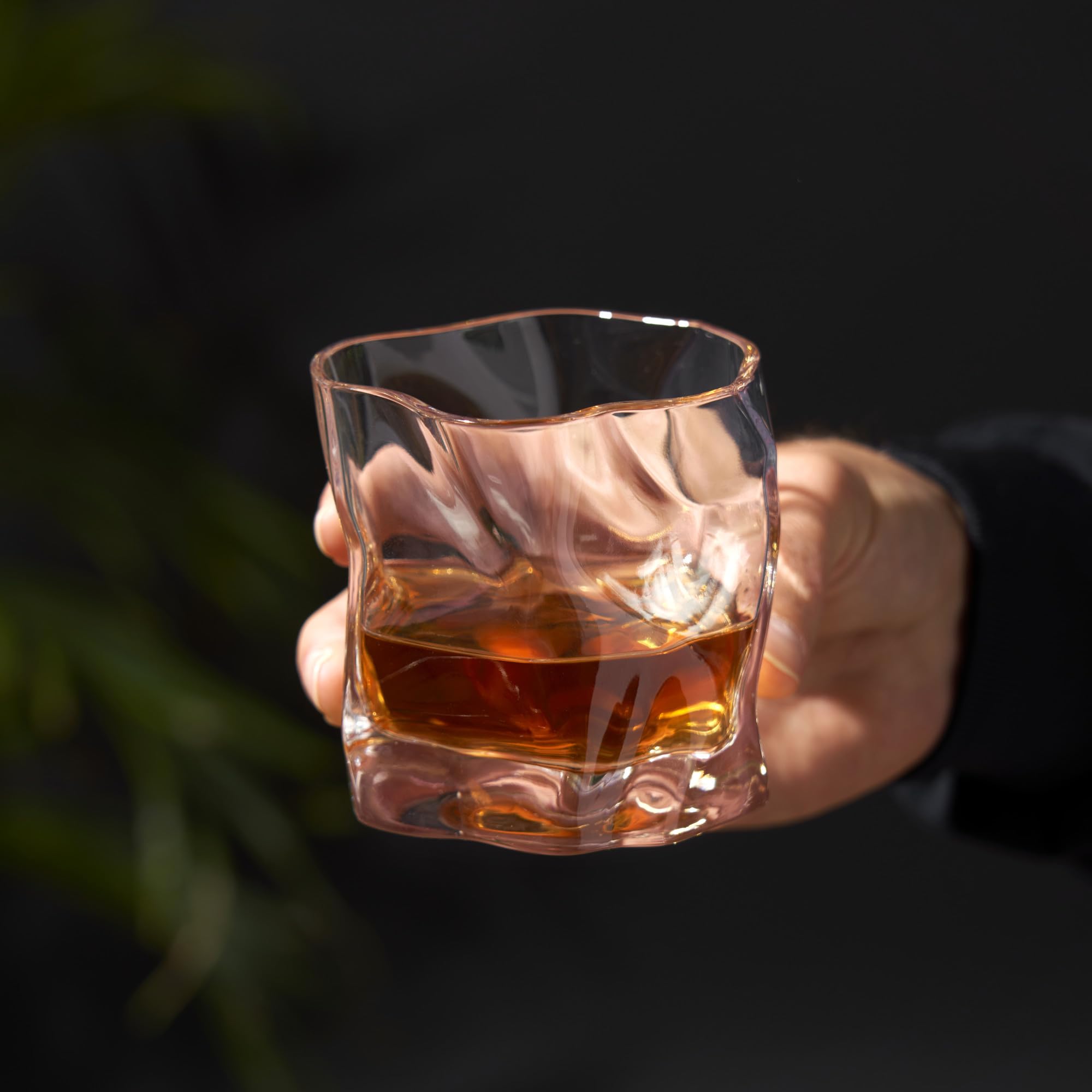 Viski Kryształowe zmięte kieliszki, szklanki burbon, szklanki do szkockiej - przezroczyste, 270 ml, zestaw 2 szt., nadające się do mycia w zmywarce
