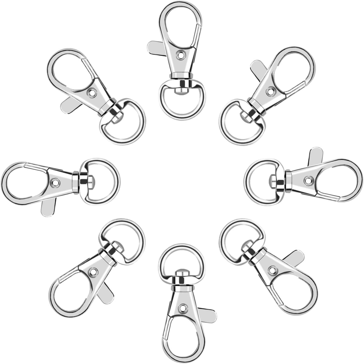 AUGSUN Metal Swivel Clasps Lanyard Snap Hook - 120pcs Lobster Claw Clasp for Keychain Crafts (Silver) - Image 4