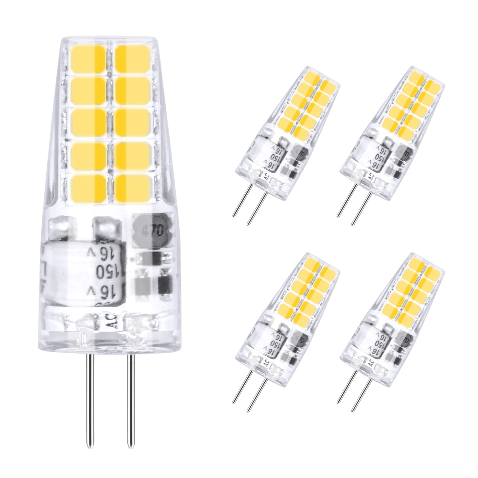Vicloon G4 LED Lampen,[5er Pack] LED Birne Silikon Schale 12V AC/DC, 2W ersetzt 30W Halogenlampen/Warmweiß 3000K/Nicht Dimmbar Abstrahlwinkel Leuchtmittel Birne