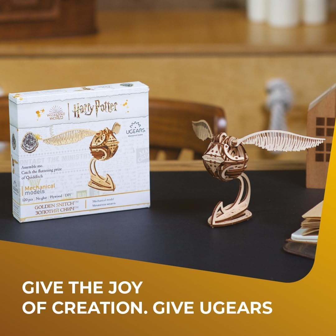 UGEARS Wooden 3D Puzzles for Adults - Harry Potter Golden Snitch Model Building Kits - DIY Crafts 3D Puzzle Harry Potter Puzzle Set - 3D Model Kits for Adults - 120 Pcs